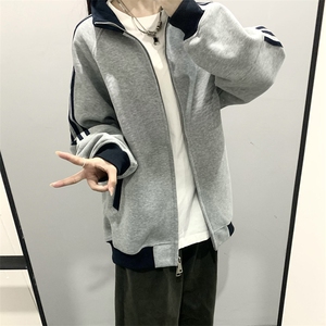 抖音得物高品质26春装美式高街重磅结构拼接织带立领卫衣外套CM42图片