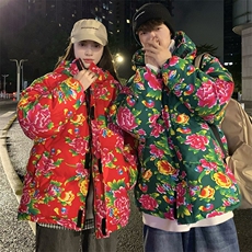 DH251连帽棉衣外套东北大花无龙棉服风民族特色棉服大码情侣，男装棉衣，星座115A(原星座507）