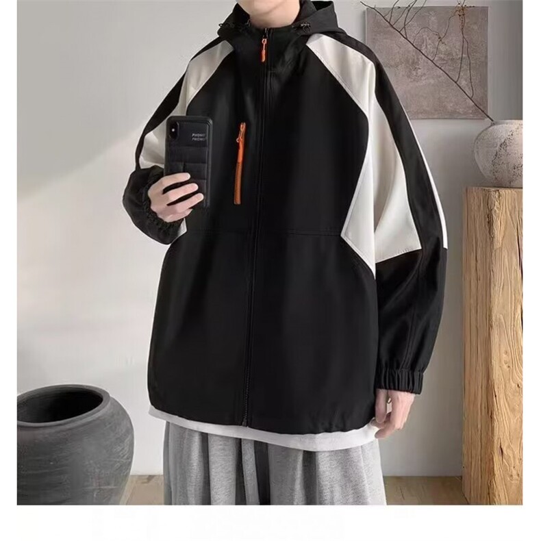JY406-P72美式潮牌冲锋衣潮流拼接连帽宽松休闲工装夹克网图,男装夹克,星座1501-3