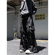 休闲裤男女韩版潮流高街帅百搭拼色阔腿2024秋冬ins长裤K5745-P53，男装休闲裤，星座412-2