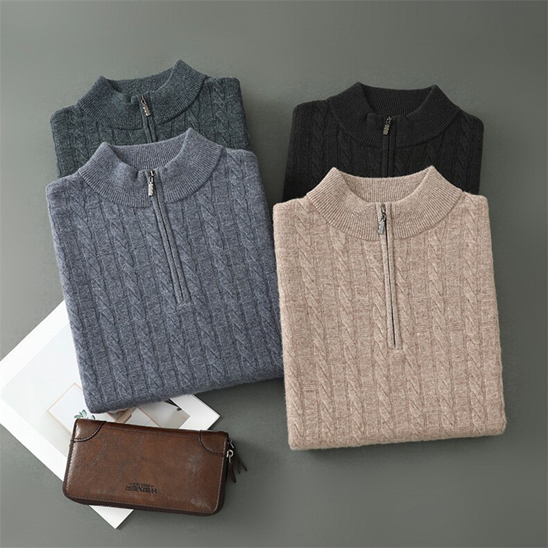 纯色套头毛衣男士秋冬新款休闲宽松简约打底衫男装，男装羊毛衫，琳华羊绒