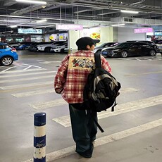 重磅美式复古红色格子衬衫外套男春秋季帅气休闲百搭情侣衬衣外套，男装衬衫，星座218-8
