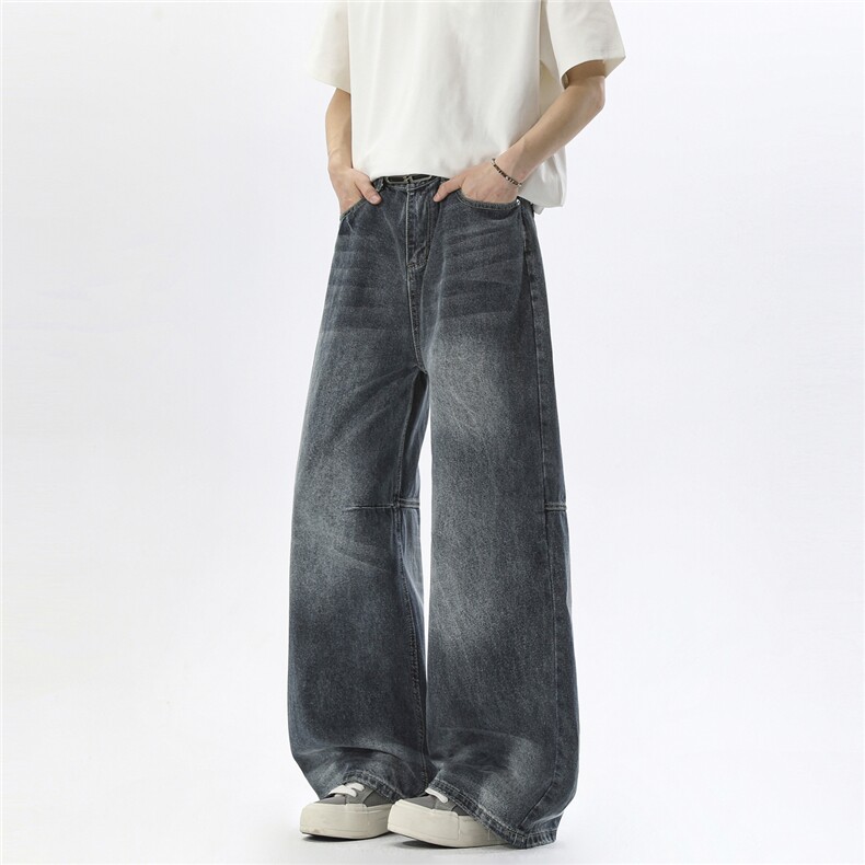 xz905-Z087#P65美式高街宽松阔腿牛仔裤，男装牛仔裤，星座905