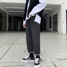 港风牛仔裤男四季休闲裤韩版宽松直筒小脚九分裤K406/P45，男装牛仔裤，电商D202