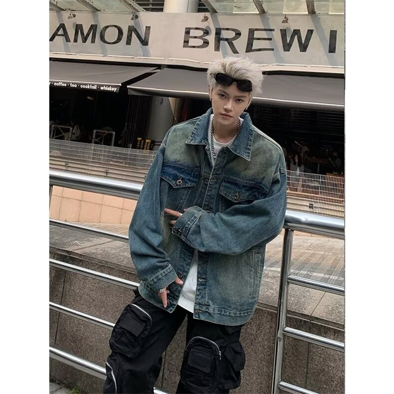 牛仔外套男女士韩版潮流高街帅宽松202秋冬ins新款外套W6213-P65，男装工装外套，星座412-3