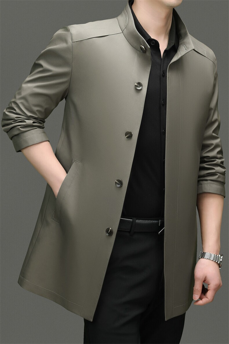 GDN-F1399春秋新款男士风衣立领商务领导服男装纯色外套,男装风衣,电商B360