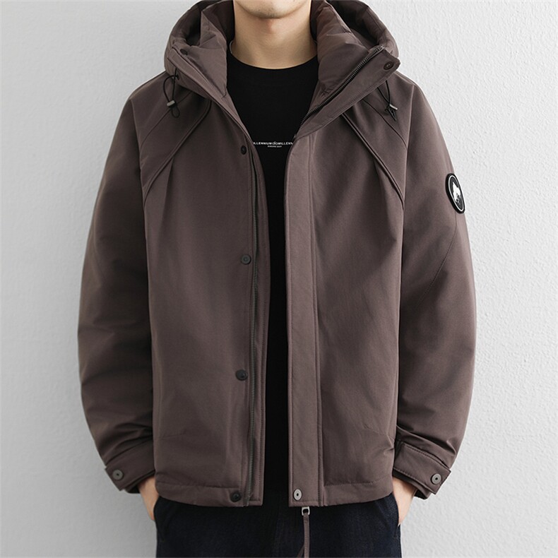 90鸭绒美式工装御寒羽绒服男冬季2025新款连帽冲锋衣保暖外套,男装夹克,星座914