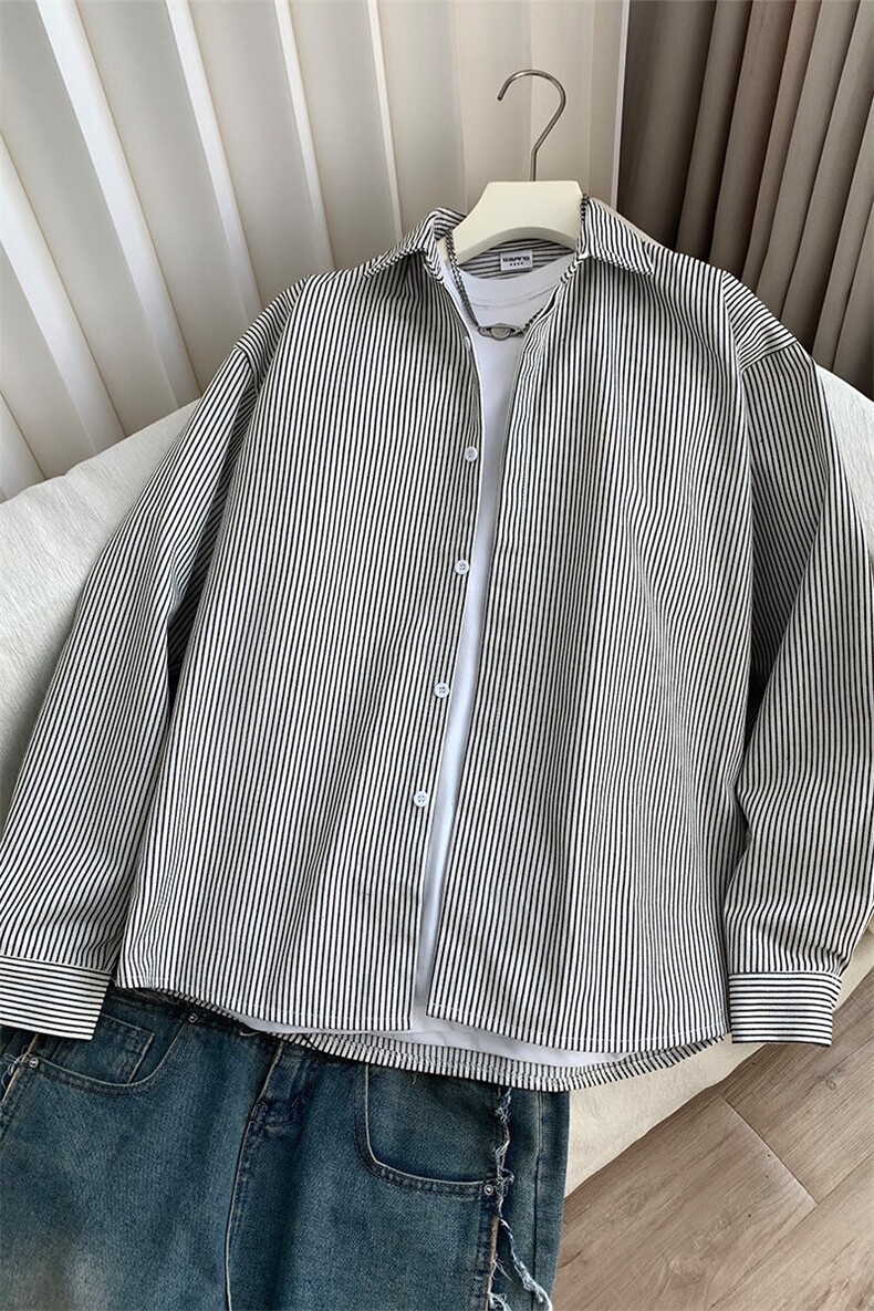 条纹长袖衬衫男xh102-特p：40,男装衬衫,电商B367
