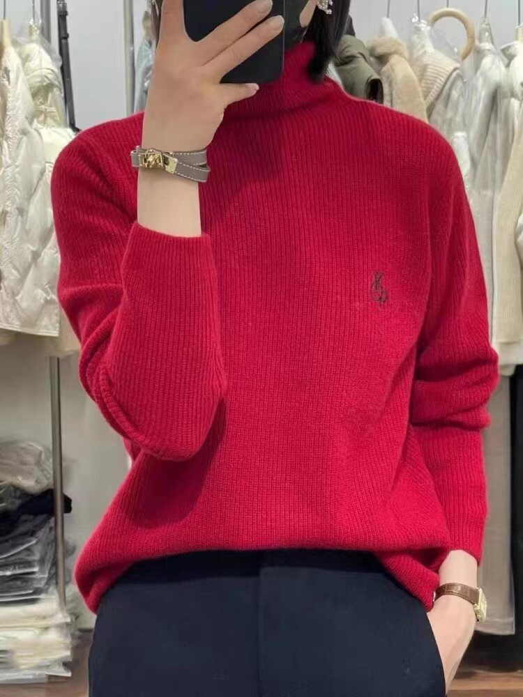 秋季新款舒适显瘦时尚百搭小鸟图案打底衫,女装羊毛衫,恒恩羊绒