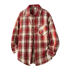 G809-P22新款格子衬衫男长袖春秋痞帅潮牌秋冬宽松衬衣外套跑量款，男装衬衫，星座1204