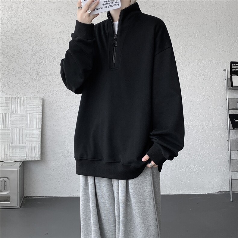 解构设计半拉链套头卫衣大码美式重磅无帽上衣秋季外套WY5119/P58，女装短外套，电商B238