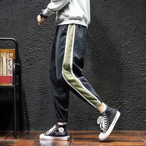 20秋装新款日系黑墙大码潮流韩版灯芯绒拼接九分小脚裤潮K813-P45图片