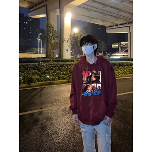 说唱歌手印花LOGO男女情侣潮牌连帽卫衣图片