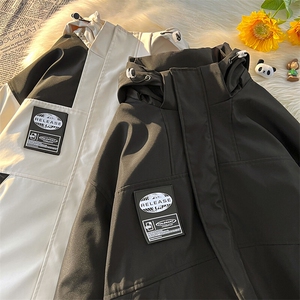 连帽拼接大码冲锋衣防水保暖加棉加厚男女滑雪服棉衣外套M35-P125图片