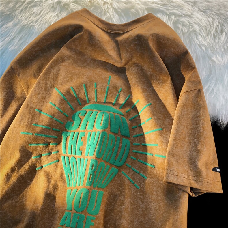 T恤潮流圆领男港风印花2026夏季新款短袖时尚B299-X5302-P45-控65，男装T恤，电商A061-1