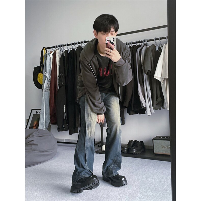 B221美式ins高街暗黑小众宽松牛仔裤LK23134-P65控88,男装牛仔裤,电商B221