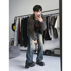 B221美式ins高街暗黑小众宽松牛仔裤LK23134-P65控88，男装牛仔裤，电商B221