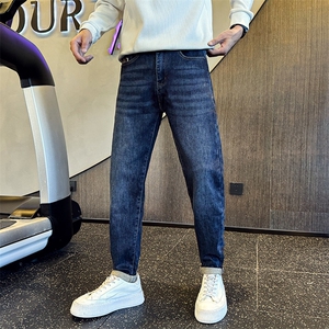 加厚抓毛牛仔裤 秋冬新款男士修身小脚裤高品质长裤901N32抓毛P68图片