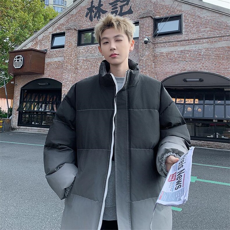 美式高街渐变立领棉衣外套男保暖设计感时尚棉袄M2904特P85控118,男装棉衣,电商A001