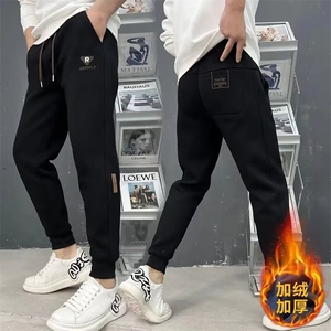 春季新款休闲裤男流行渐变色简约小脚长裤青年帅气显高流行束脚裤图片