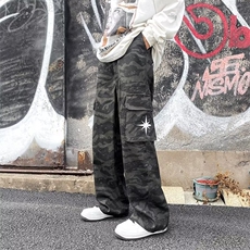 迷彩工装裤男潮牌2023秋季军绿宽松直筒休闲裤FK53P45，男装休闲裤，星座1116-2