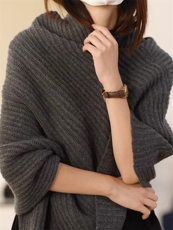 高领套头羊毛针织披肩女斗篷宽松百搭毛衣针织外搭，女装羊毛衫，思途羊绒