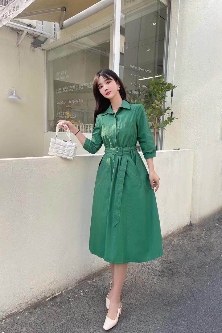 夏季收腰连衣裙，女装连衣裙，吉之红