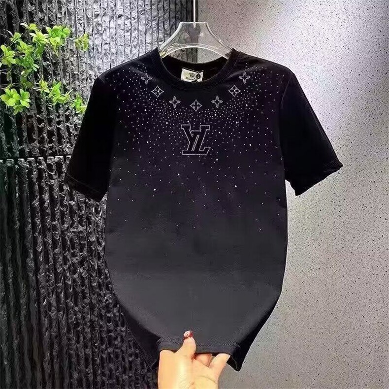 M598-P35短袖t恤男潮牌夏季宽松五分袖红潮流ins简约上衣,男装T恤,星座617A-1（原B318A）
