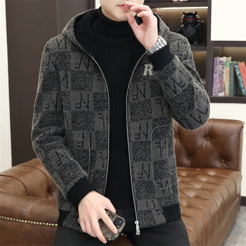 新款冬季修身潮流连帽加棉加厚毛呢大衣外套男D71P155控238,男装毛呢大衣,电商B226-2（原B217-2）