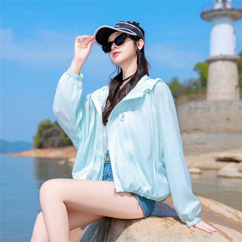白色防紫外线防晒衣女2025新款夏季轻薄透气防晒服小个子休闲外套，女装防晒衣，可可小西