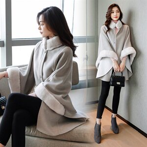 冬季新款羊绒斗篷外套女时尚宽松休闲羊毛呢大衣外套潮,女装毛呢外套,芷墨服饰