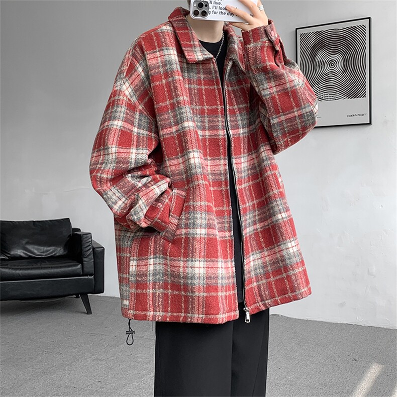 JK8881-P70控108专业得物二开秋季磨毛格子呢料夹克外套,男装夹克,电商A058-1（原电商C417）