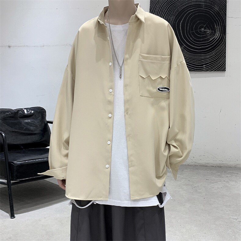 男款休闲宽松中h性纯色上衣衬衫百搭CS07,男装衬衫,电商A132（原电商B245）