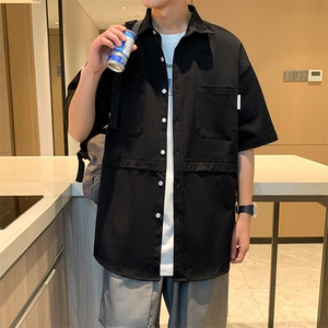 24年港风夏款工装宽松短袖衬衫男CS102 P45图片