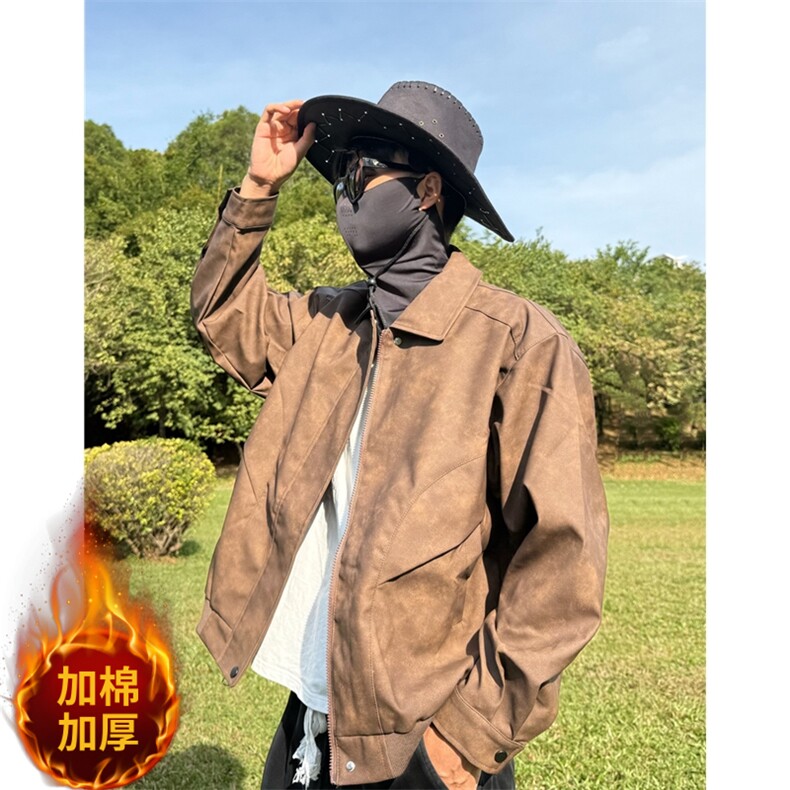 档口图 美拉德复古皮衣男PU皮夹克外套J8926-P85 加厚J8926JR-P95图片