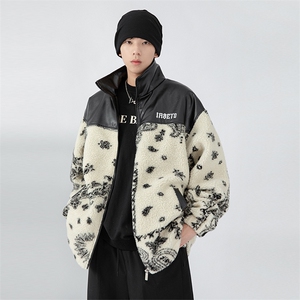 日系白墙 2024冬新款羊羔毛拼接加厚立领棉衣棉服 YG02-P120控150图片