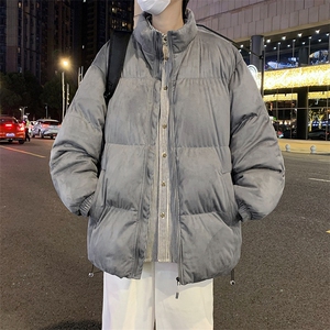 F584P90秋冬季高级棉服男生立领宽松大码棉衣港风复古袄子图片