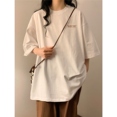 中性女装潮字母印花百搭圆领短袖T恤半袖上衣男女班服S1258-P25黑，男装T恤，电商C310-1