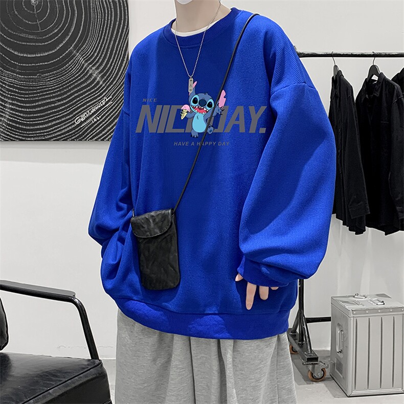 华夫格卫衣圆领卫衣男大码长袖t恤男外套HW76173-P30加绒款-P40,男装卫衣,电商A040