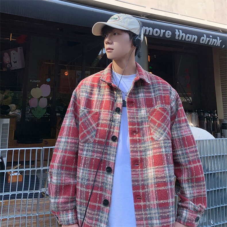 小香风衬衫夹克外套复古拼色潮牌休闲情侣宽松C2166-P40【特价】,男装夹克,电商A007