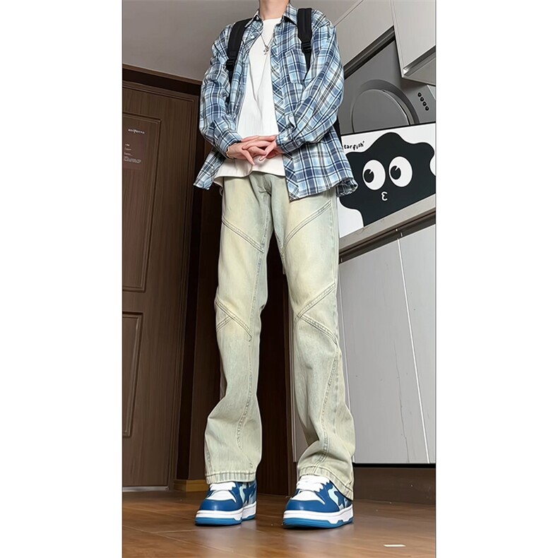 潮流百搭牛仔裤微喇长裤男A16-P45,男装牛仔裤,电商D312-1