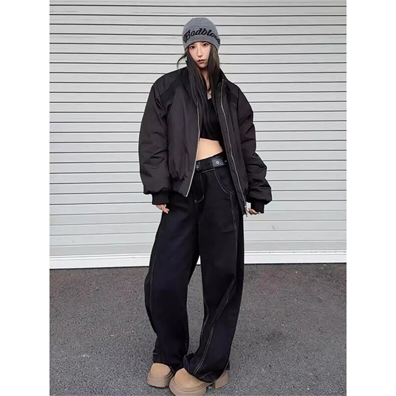 高品质春装新款老钱风美式高街解构立领棒球服飞行夹克潮休闲外套,男装夹克,电商A486