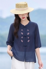 现货秒发绣花衬衫上衣女，女装衬衫，韩蔻秀