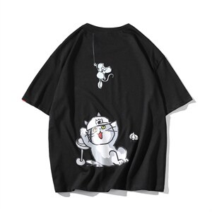 2021夏季新网格风日系大码男已注册卡通印花短袖T恤T1055-P25图片