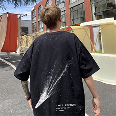 可48小时发货支持抖音得物来样二开美式满天星亮片短袖T恤MTX644，男装T恤，电商A486-1