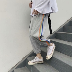 2021薄款条纹束脚裤宽松运动休闲裤学生九分男卫裤子K857-P30，男装休闲裤，星座512-2