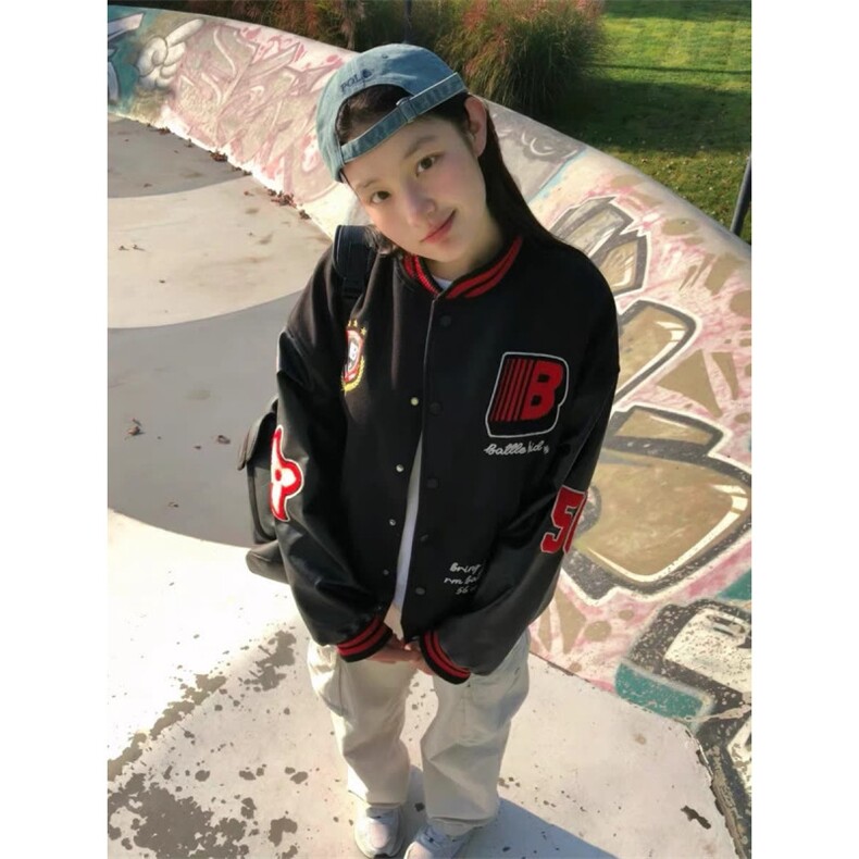 美式复古棒球服外套男女秋冬ins潮牌学院风宽松高级感飞行员夹克,男装夹克,星座506A