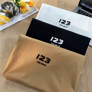 B239-1157-P28 港风平铺图 立体数字夏季纯棉落肩袖 短袖t恤上衣图片
