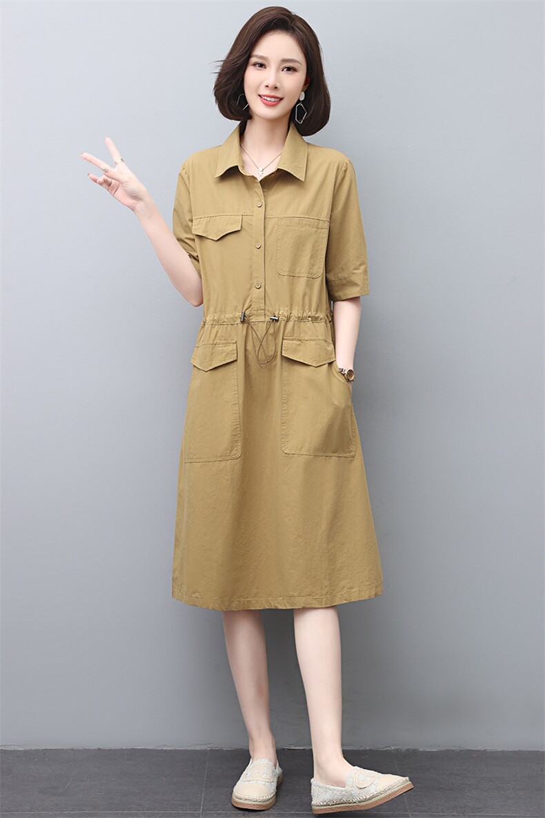 棉麻连衣裙女2025夏季新款收腰显瘦高端洋气大码中年妈妈亚麻裙子,女装连衣裙,江忆布依