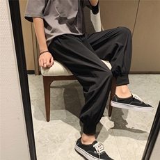 夏季新款港风冰丝清爽宽松休闲裤男2026-特批20，男装休闲裤，星座718-1